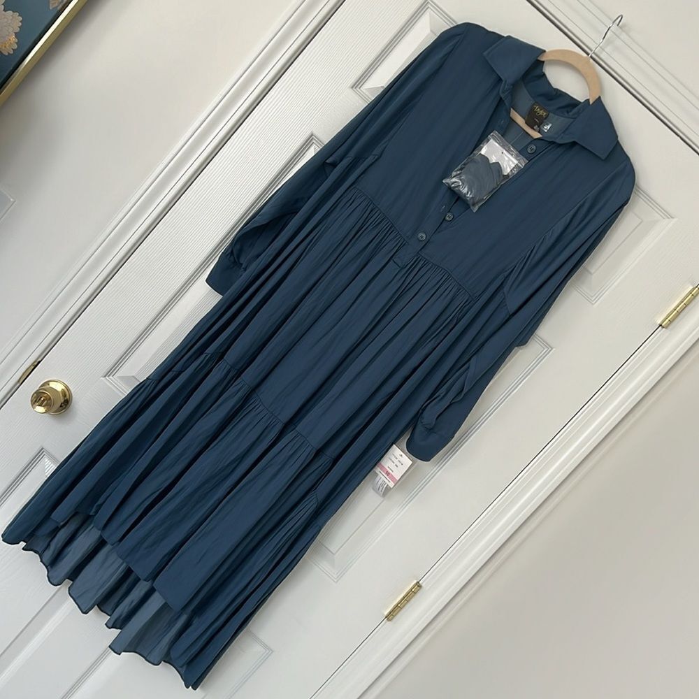 Taylor blue midi dress Sz 10 NWT - Picture 5 of 9